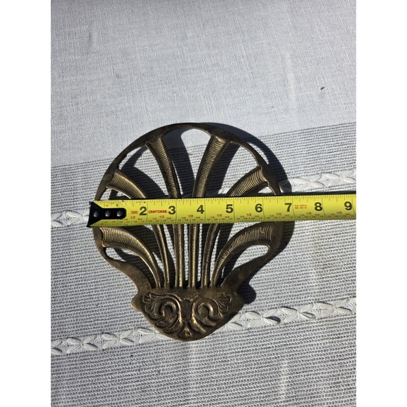 VTG World Bazaar Brass Trivets Set of 2 India Fan Shell Art Deco Boho7x7.5" - Picture 10 of 10